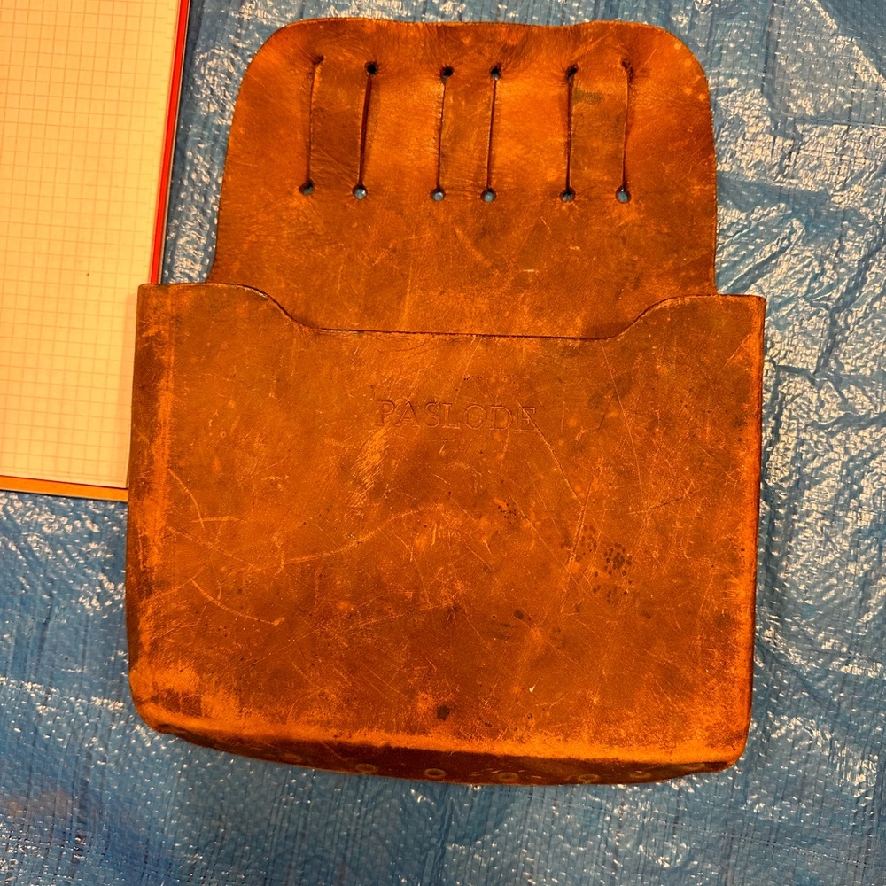 Antique leather tool belt pouch